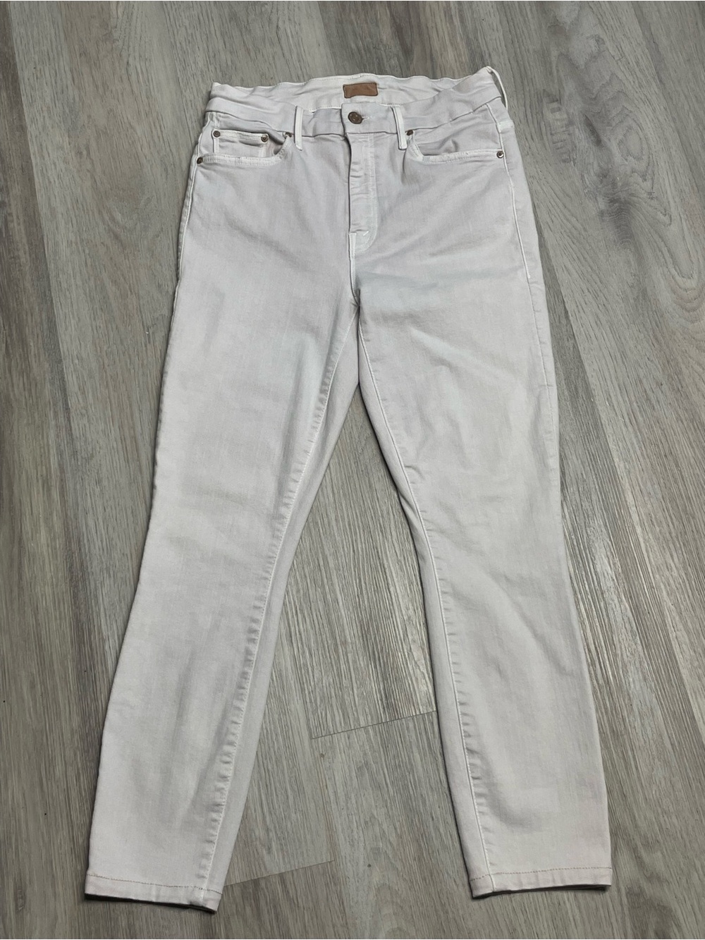 MOTHER Off-White High-Rise Slim Jeans Made in USA sz 27
